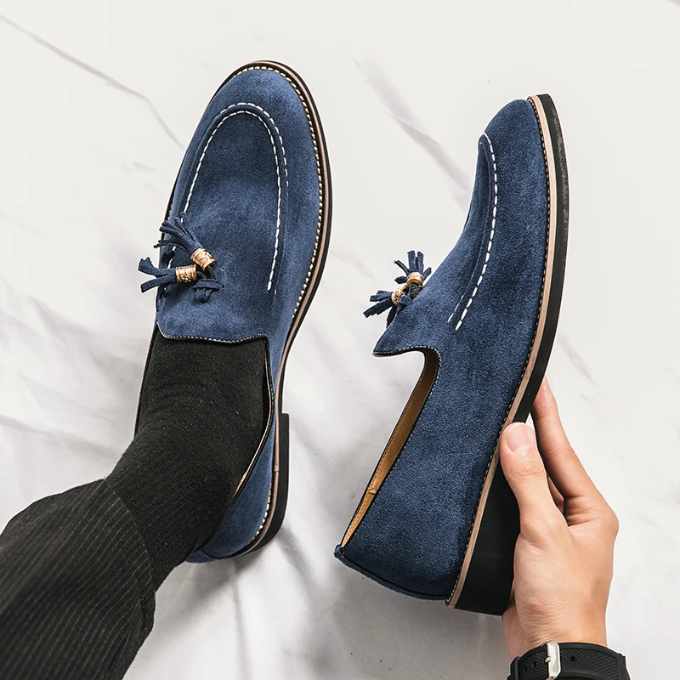 Velour espadrilles med sofistikeret syning