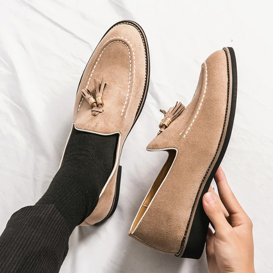 Velour espadrilles med sofistikeret syning