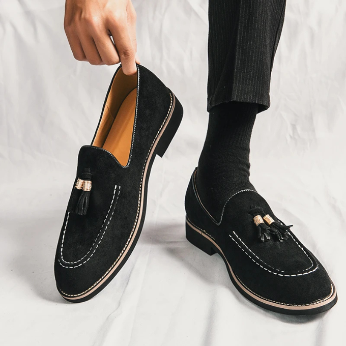 Velour espadrilles med sofistikeret syning