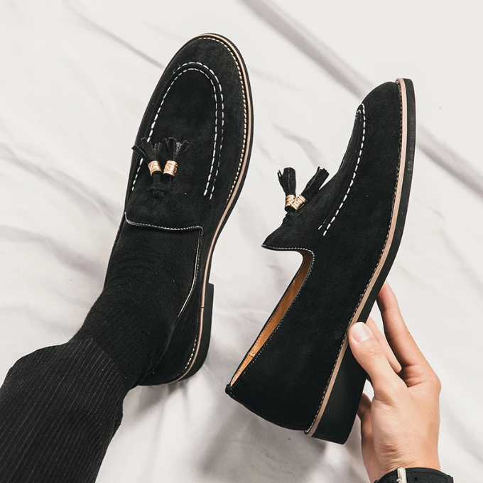 Velour espadrilles med sofistikeret syning