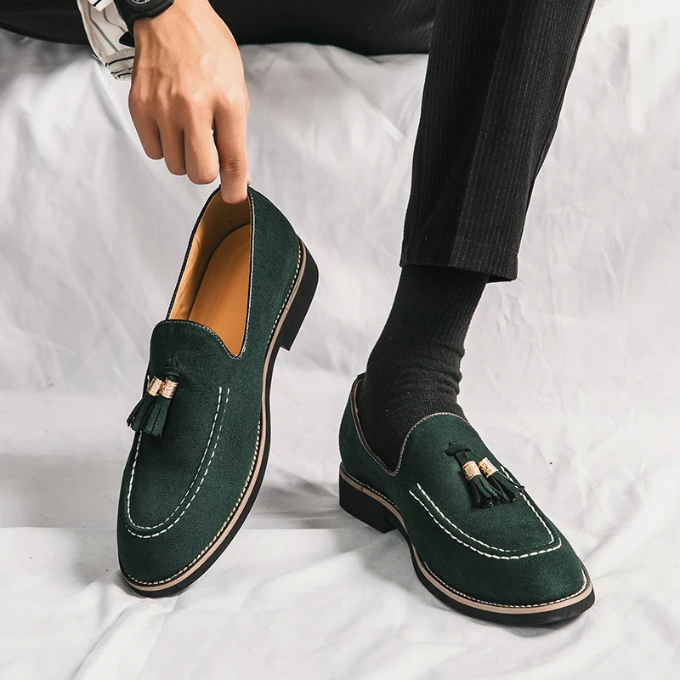Velour espadrilles med sofistikeret syning