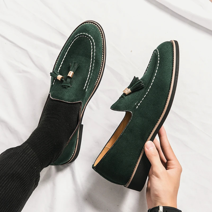 Velour espadrilles med sofistikeret syning
