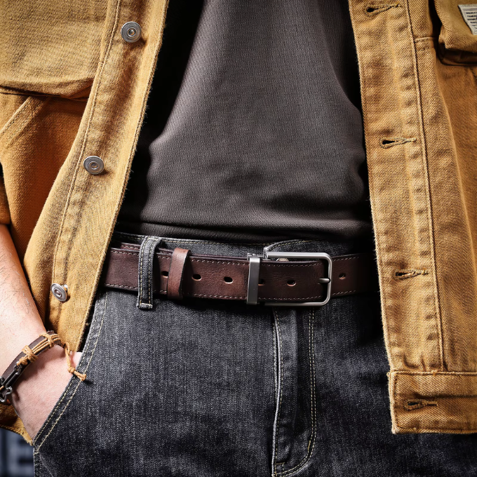 Full-grain leather belt from Buckhorn for an elegant and durable look