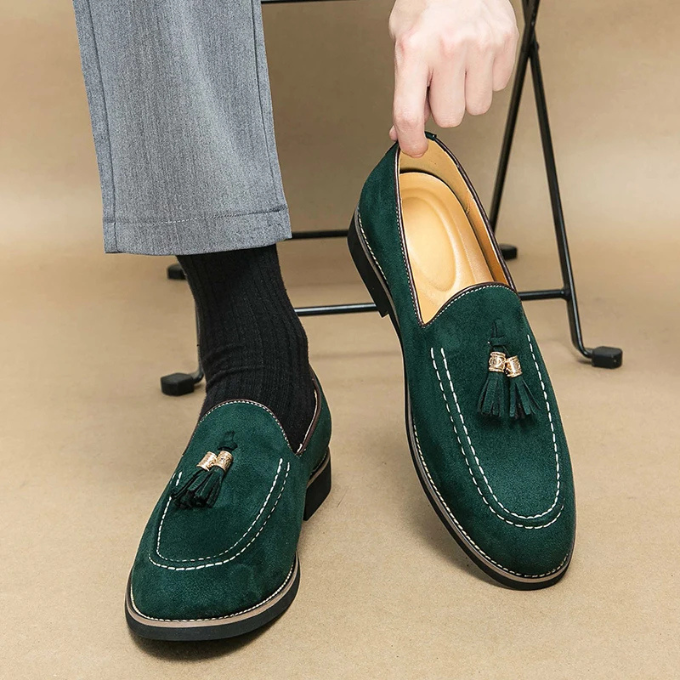 Velour espadrilles med sofistikeret syning