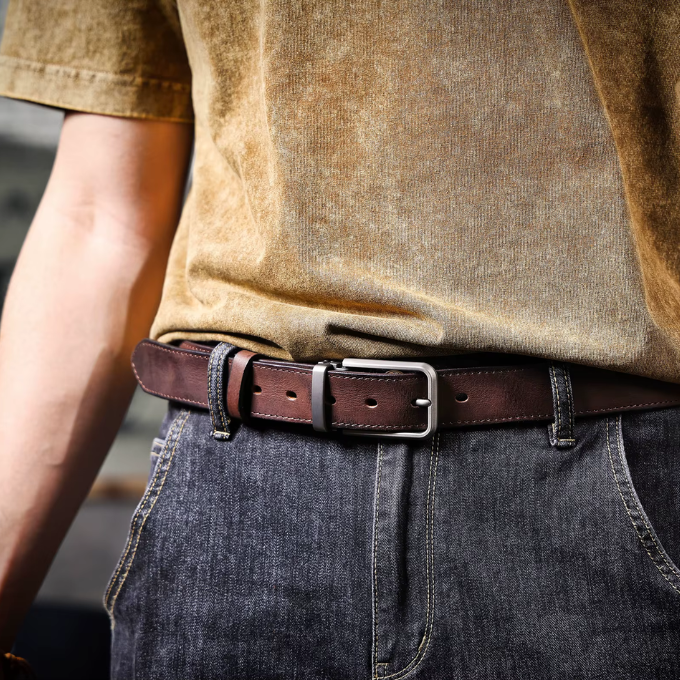 Full-grain leather belt from Buckhorn for an elegant and durable look