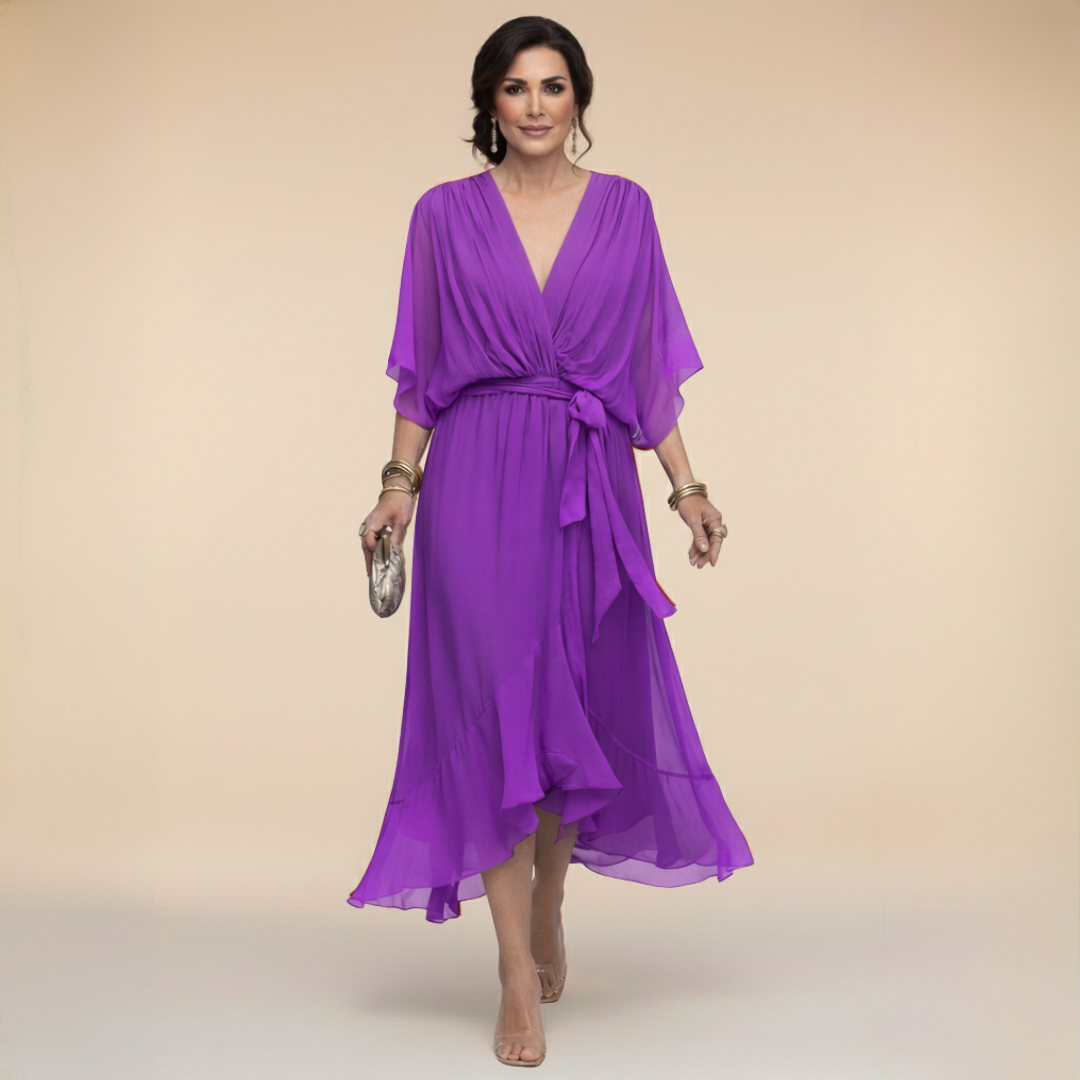 FREYA | Chiffon V-hals kjole