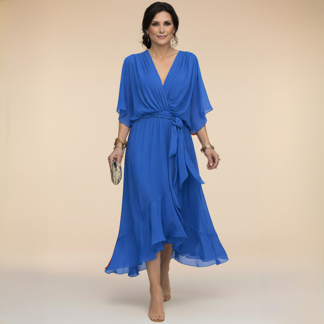 FREYA | Chiffon V-hals kjole