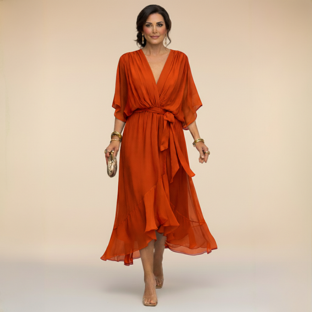 FREYA | Chiffon V-hals kjole
