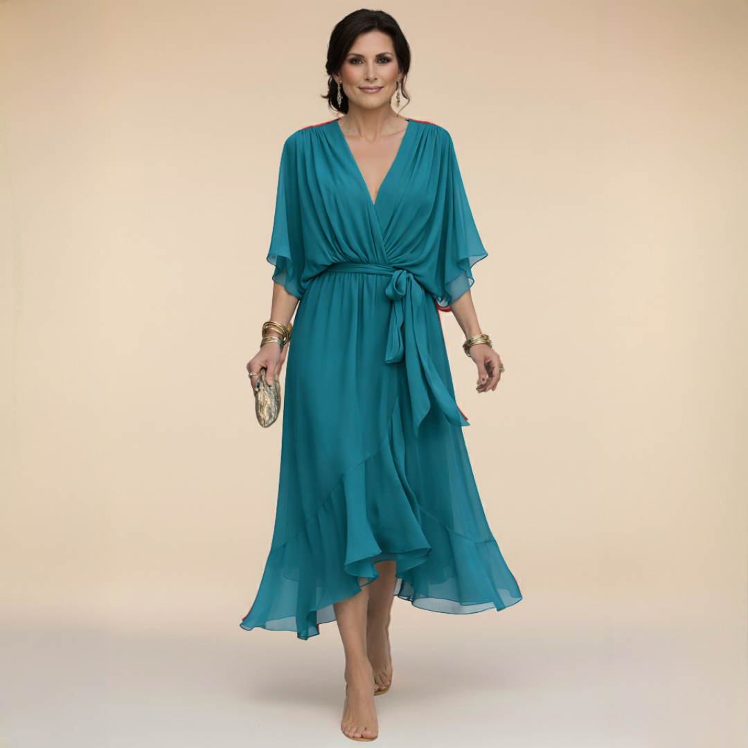 FREYA | Chiffon V-hals kjole