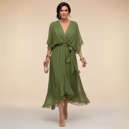 FREYA | Chiffon V-hals kjole