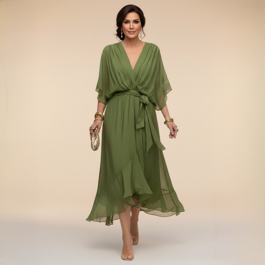 FREYA | Chiffon V-hals kjole