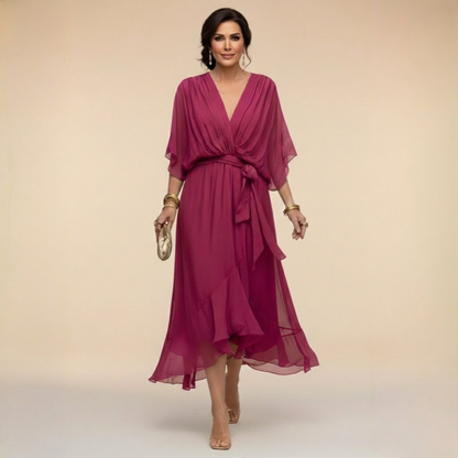 FREYA | Chiffon V-hals kjole