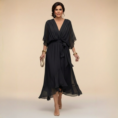 FREYA | Chiffon V-hals kjole