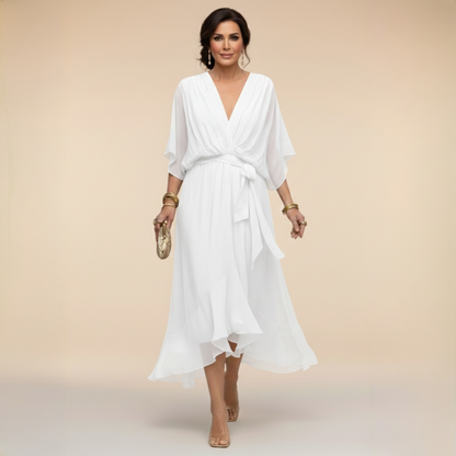 FREYA | Chiffon V-hals kjole