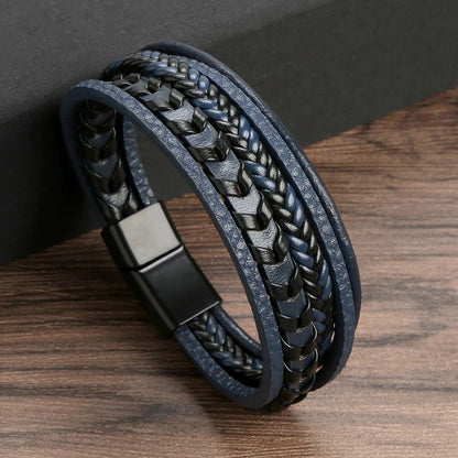Hand-woven leather bracelet for elegant men