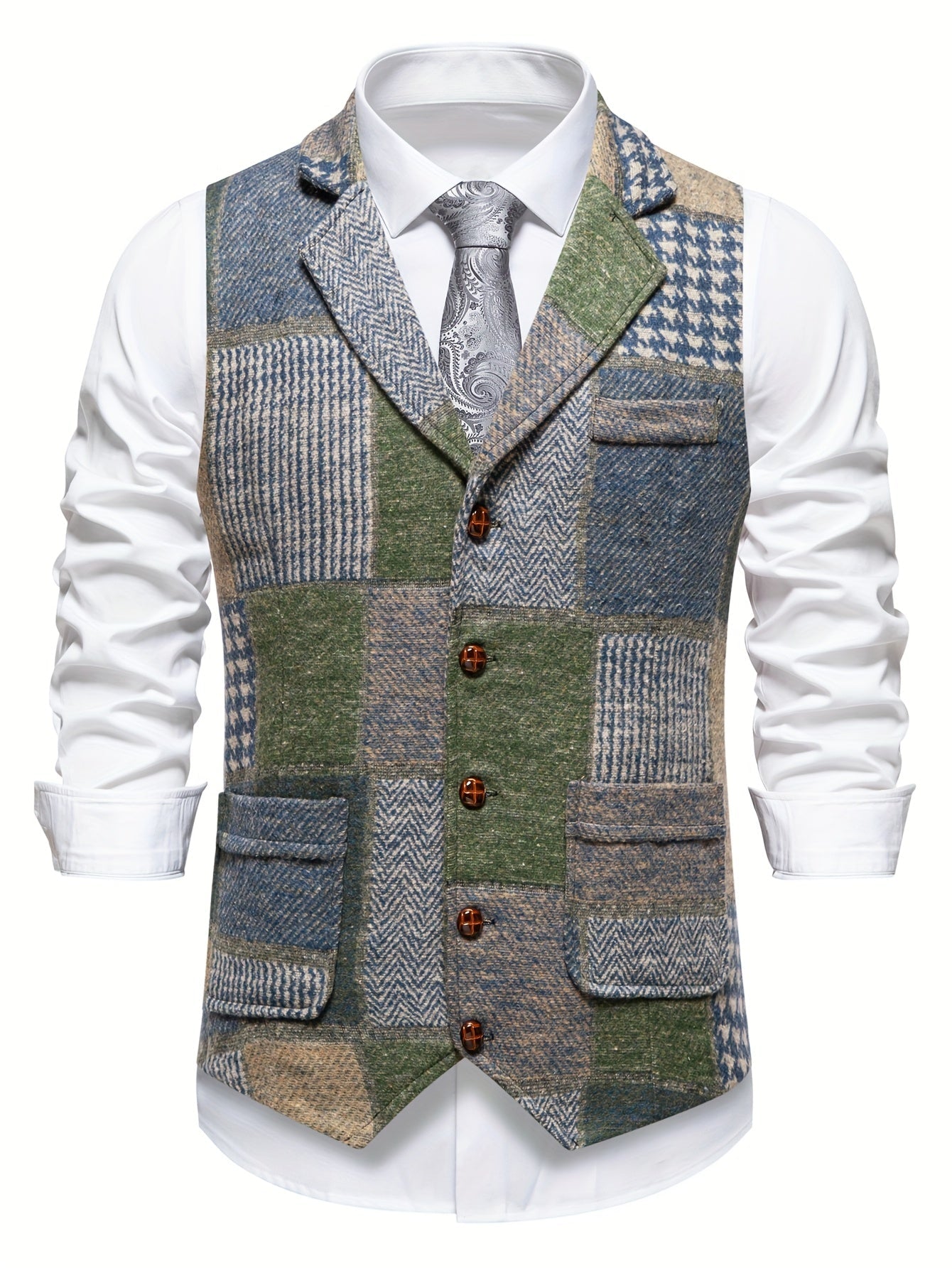 RAVNHOLM | Tweed-vest med sildebensmønster