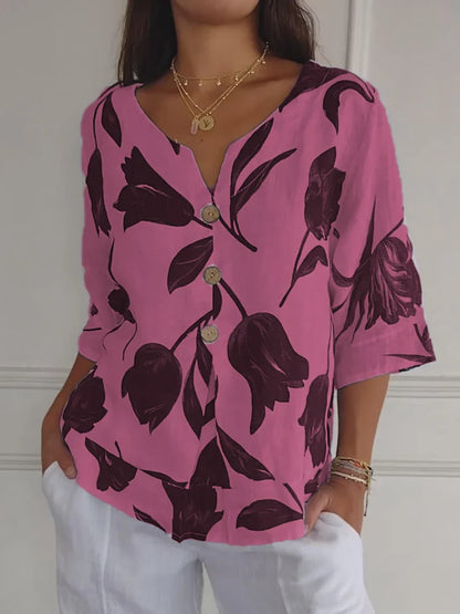 Ellen™ | Bluse skjorte med blomstermønster