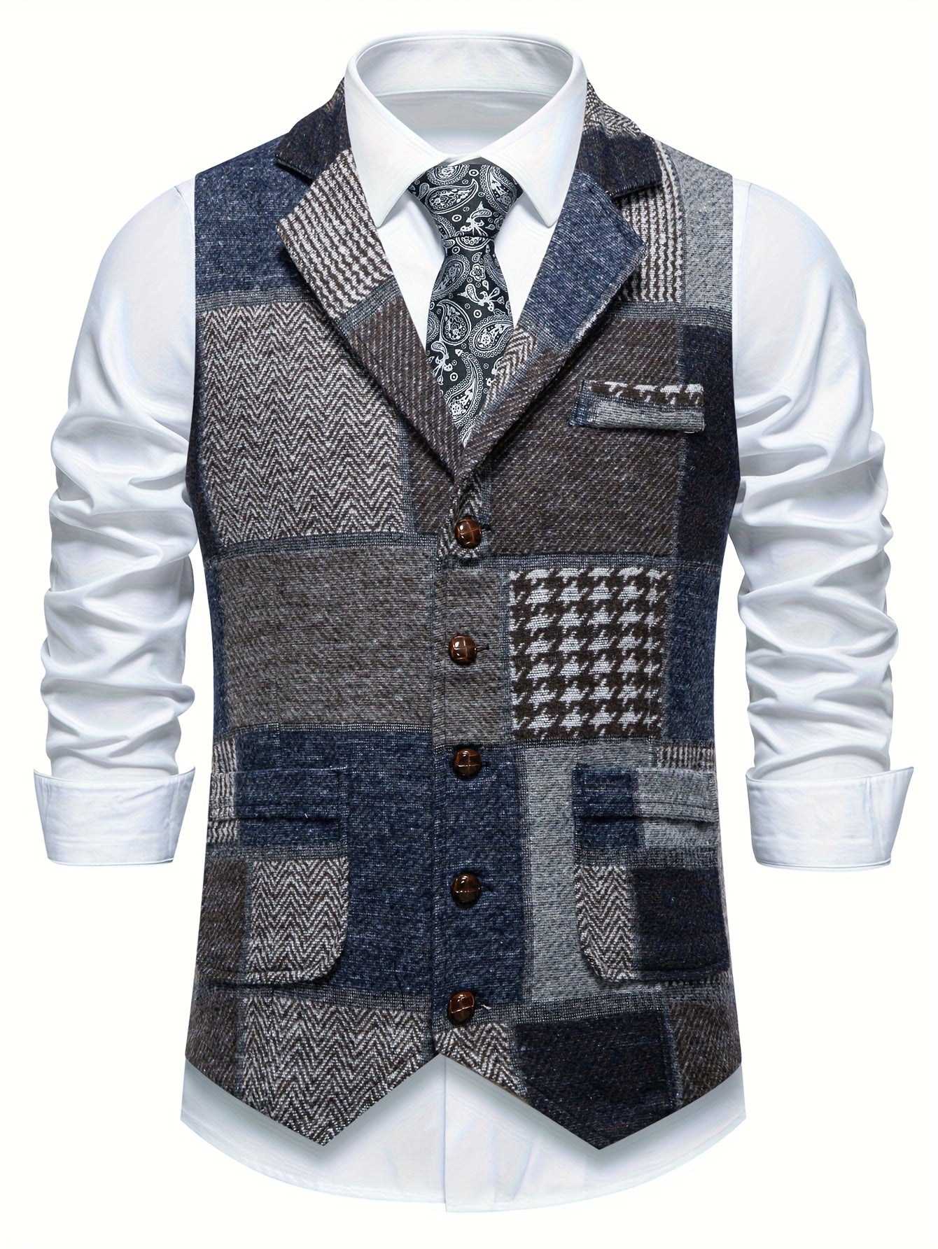 RAVNHOLM | Tweed-vest med sildebensmønster