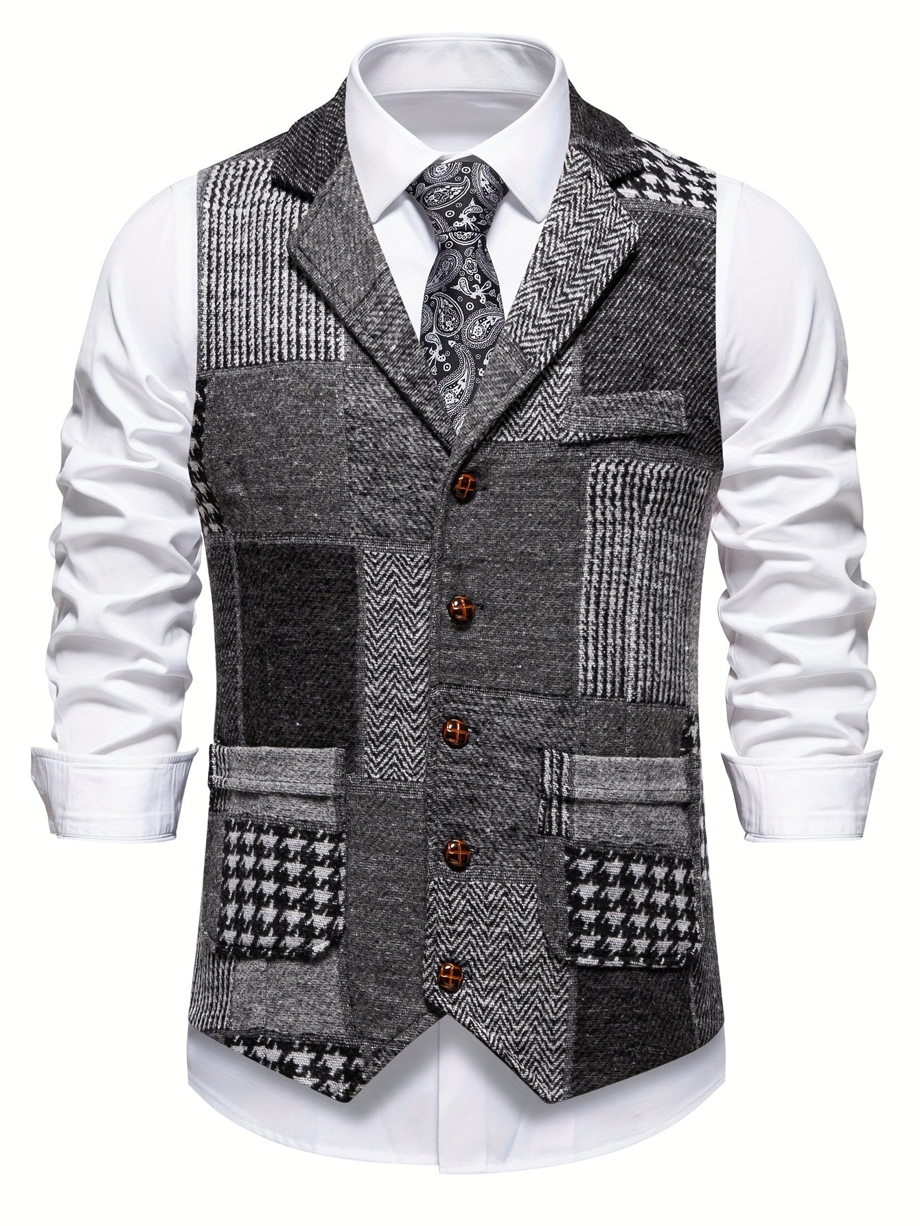 RAVNHOLM | Tweed-vest med sildebensmønster